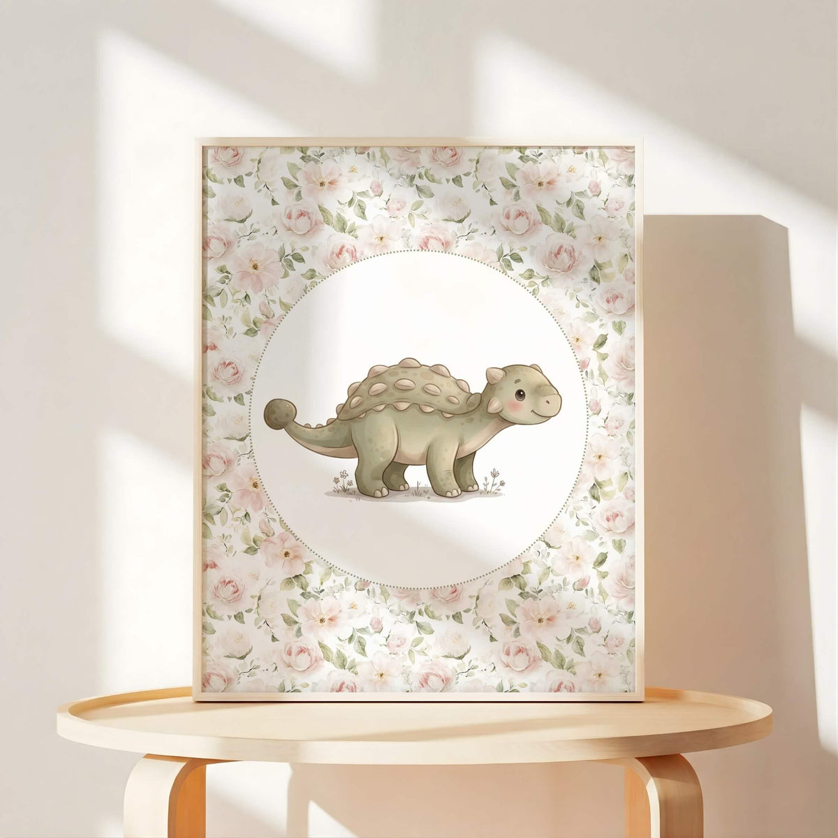 Pink Rose Dinosaur Nursery Prints, Set of 6 (Digital Download)