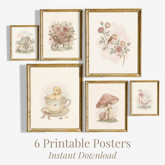 Cottage Garden Nursery Prints, Set of 6 (Digital Download)
