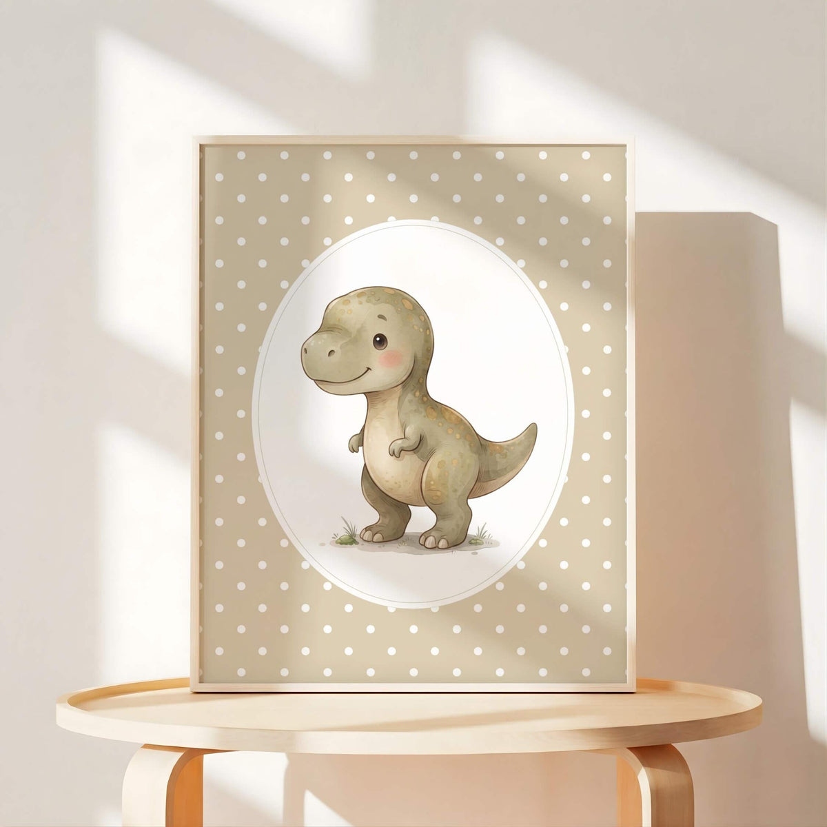 Neutral Dinosaur Nursery Prints with T-Rex, Set of 6 (Digital Download)