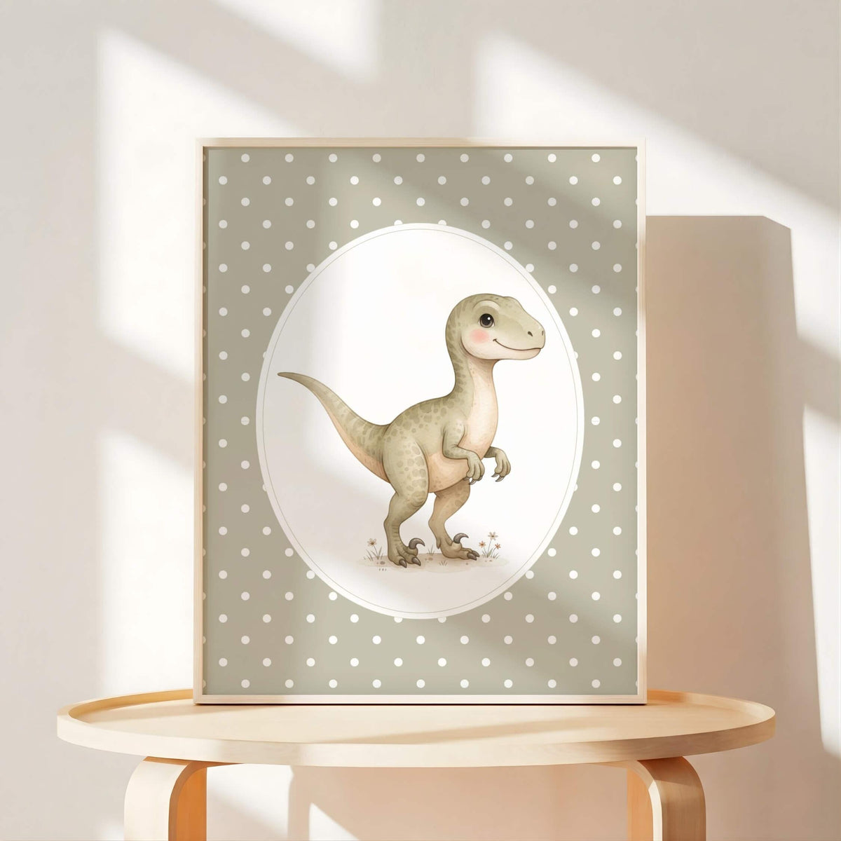 Neutral Dinosaur Nursery Prints with T-Rex, Set of 6 (Digital Download)