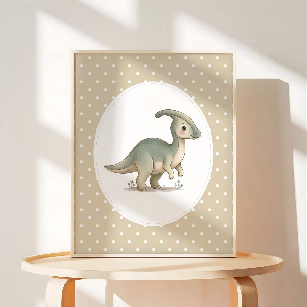 Polka Dot Dinosaur Prints with Triceratops, Set of 6 (Digital Download)