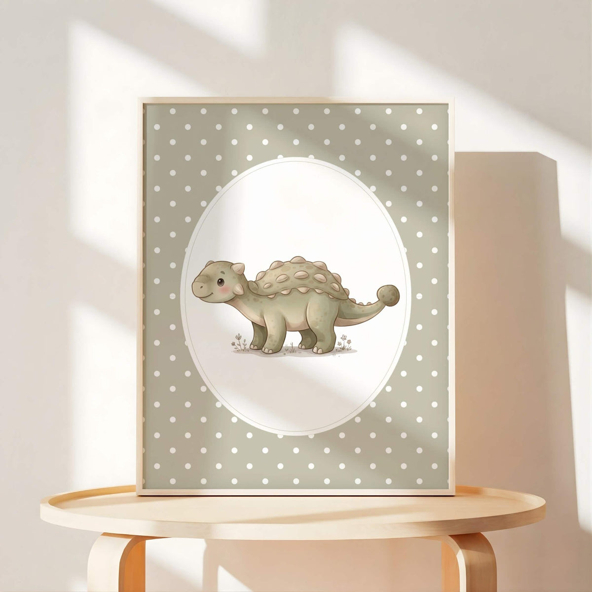 Polka Dot Dinosaur Prints with Triceratops, Set of 6 (Digital Download)