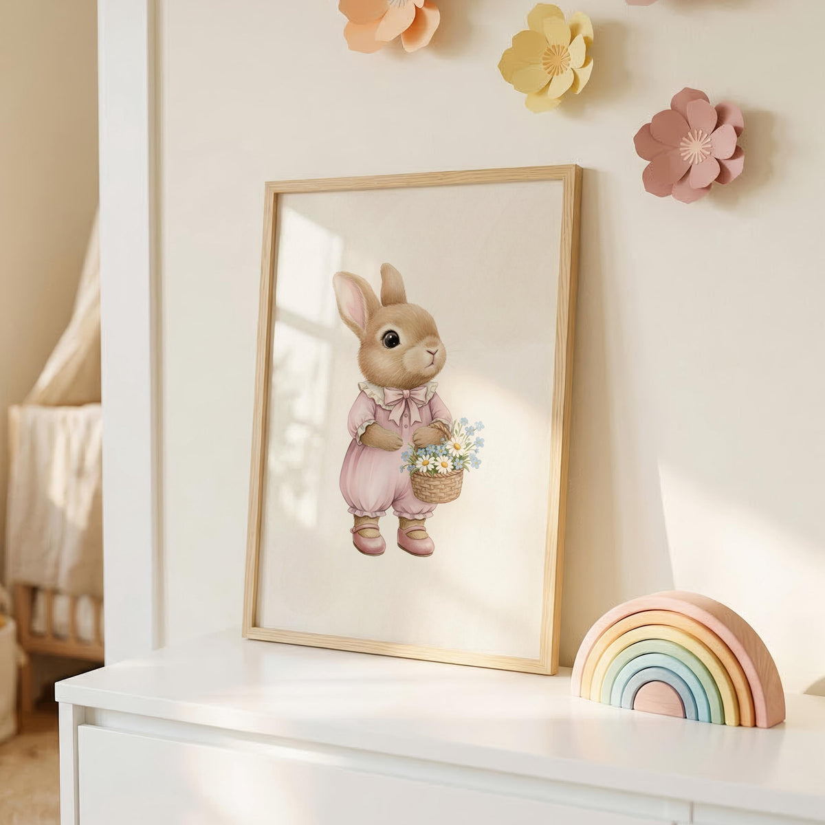 Pink Bunny and Balloon Nursery Prints, Set of 3 (Digital Download)