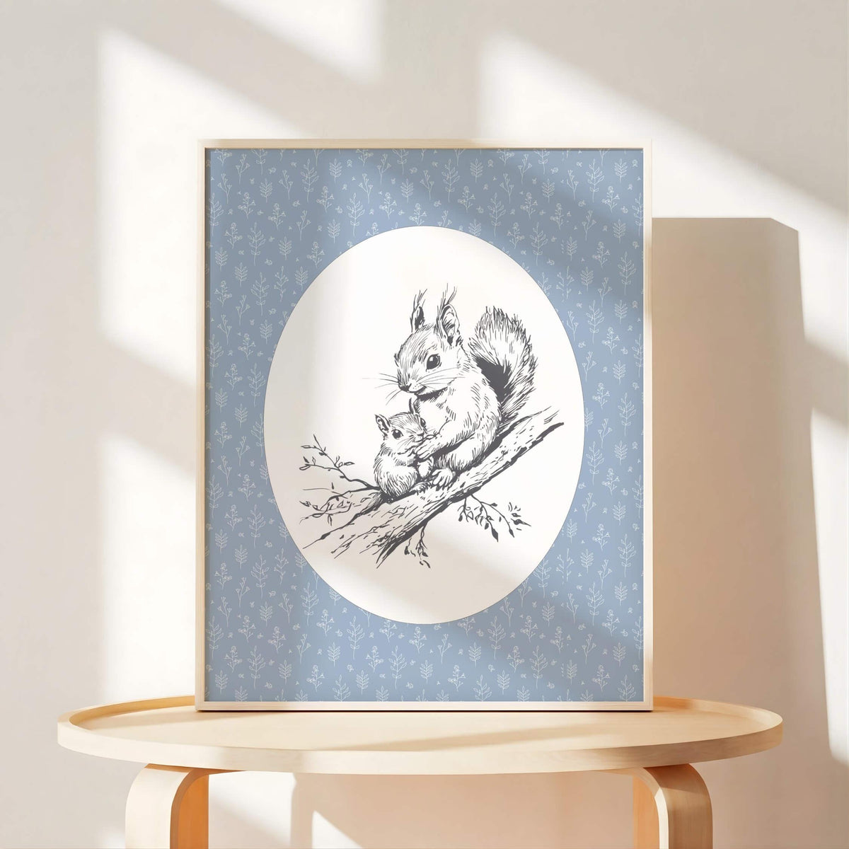 Blue Woodland Animal Nursery Prints, Set of 6 (Digital Download)