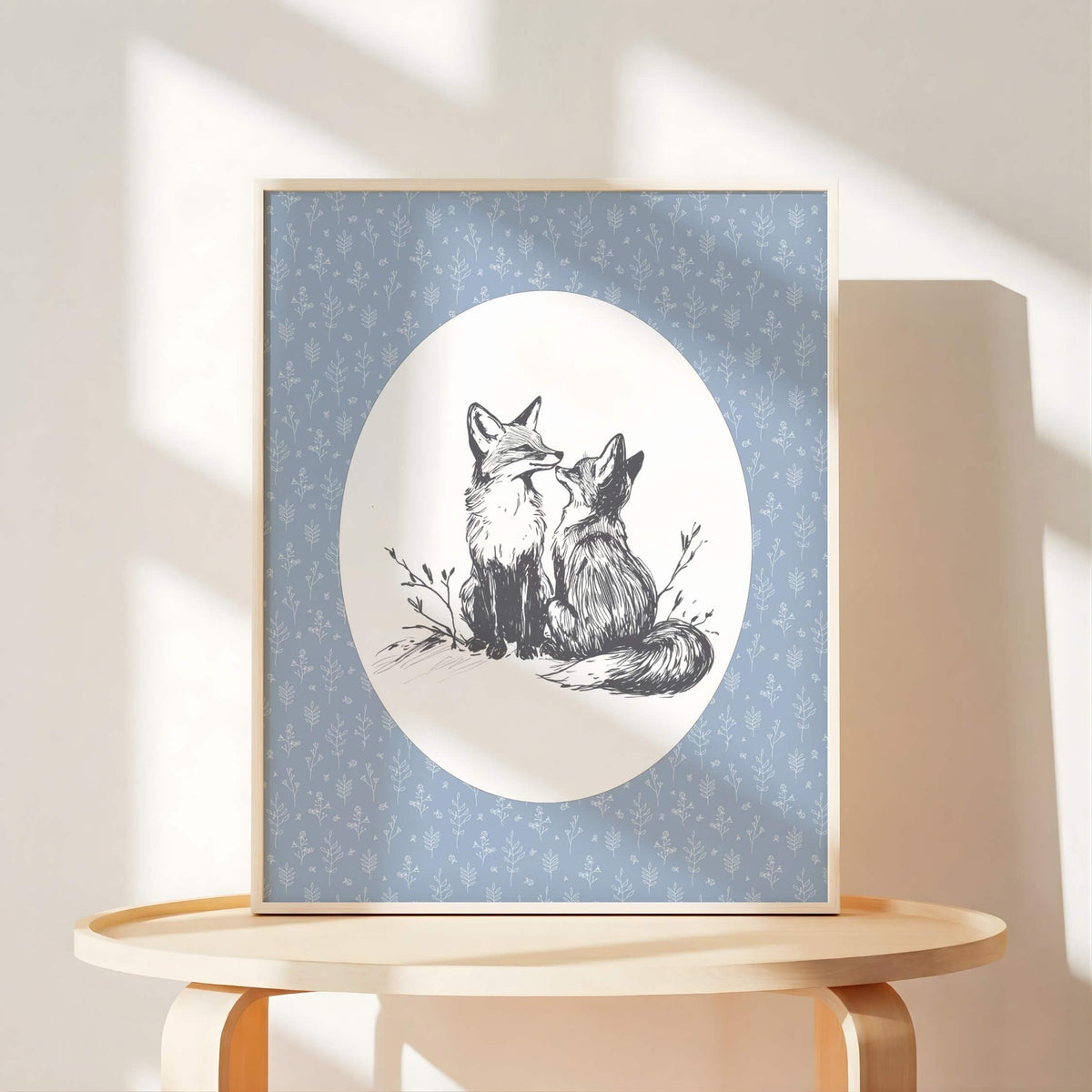 Blue Woodland Animal Nursery Prints, Set of 6 (Digital Download)