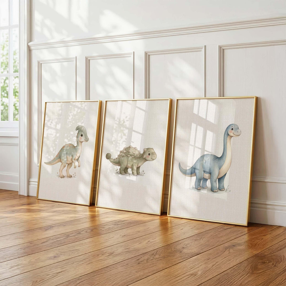 Watercolor Dinosaur Nursery Prints, Set of 12 (Digital Download)