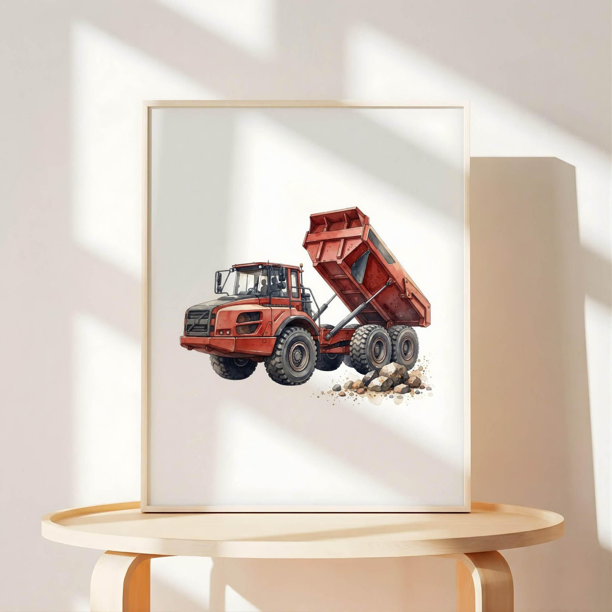 Construction Vehicle Prints with Excavator, Set of 6 (Digital Download)