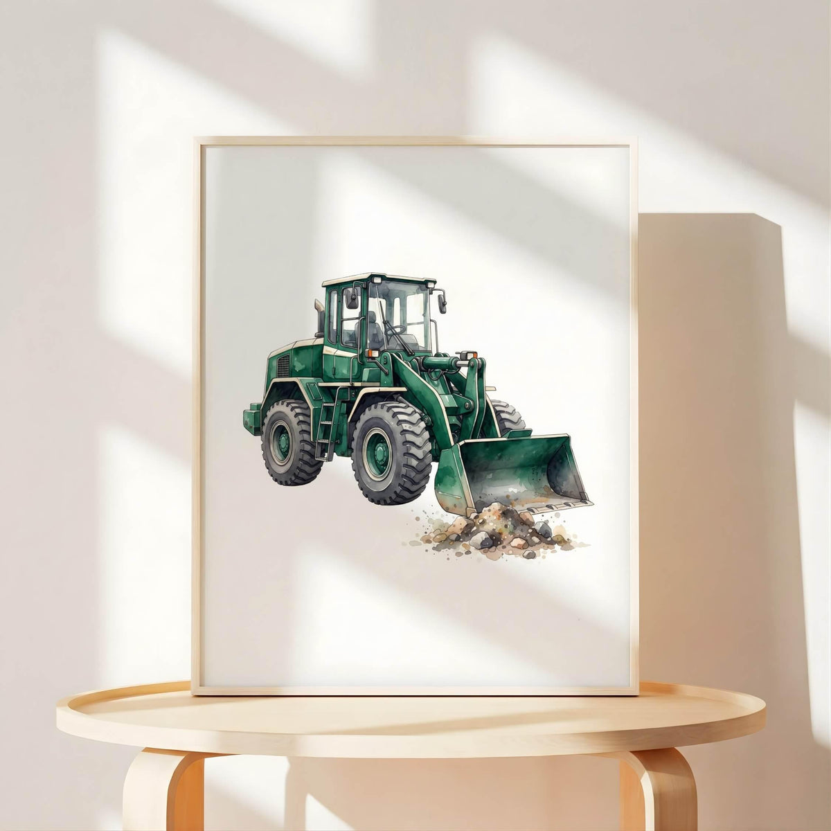 Construction Prints with Crane and Bulldozer, Set of 6 (Digital Download)