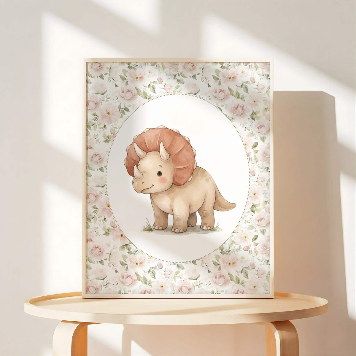 Pink Rose Dinosaur Nursery Prints, Set of 6 (Digital Download)