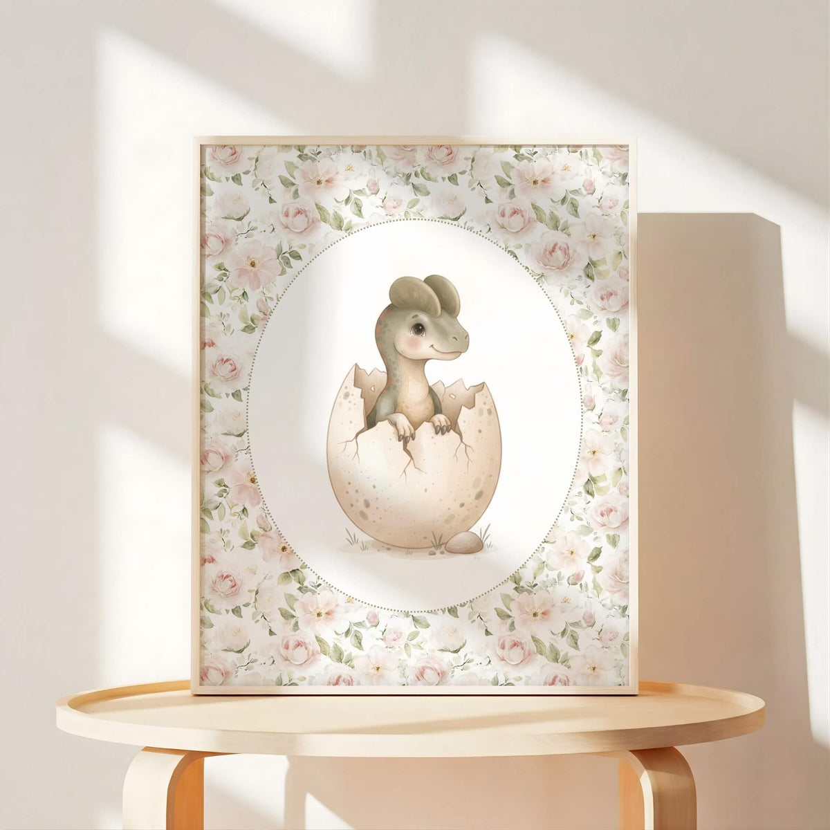 Pink Rose Dinosaur Nursery Prints, Set of 6 (Digital Download)