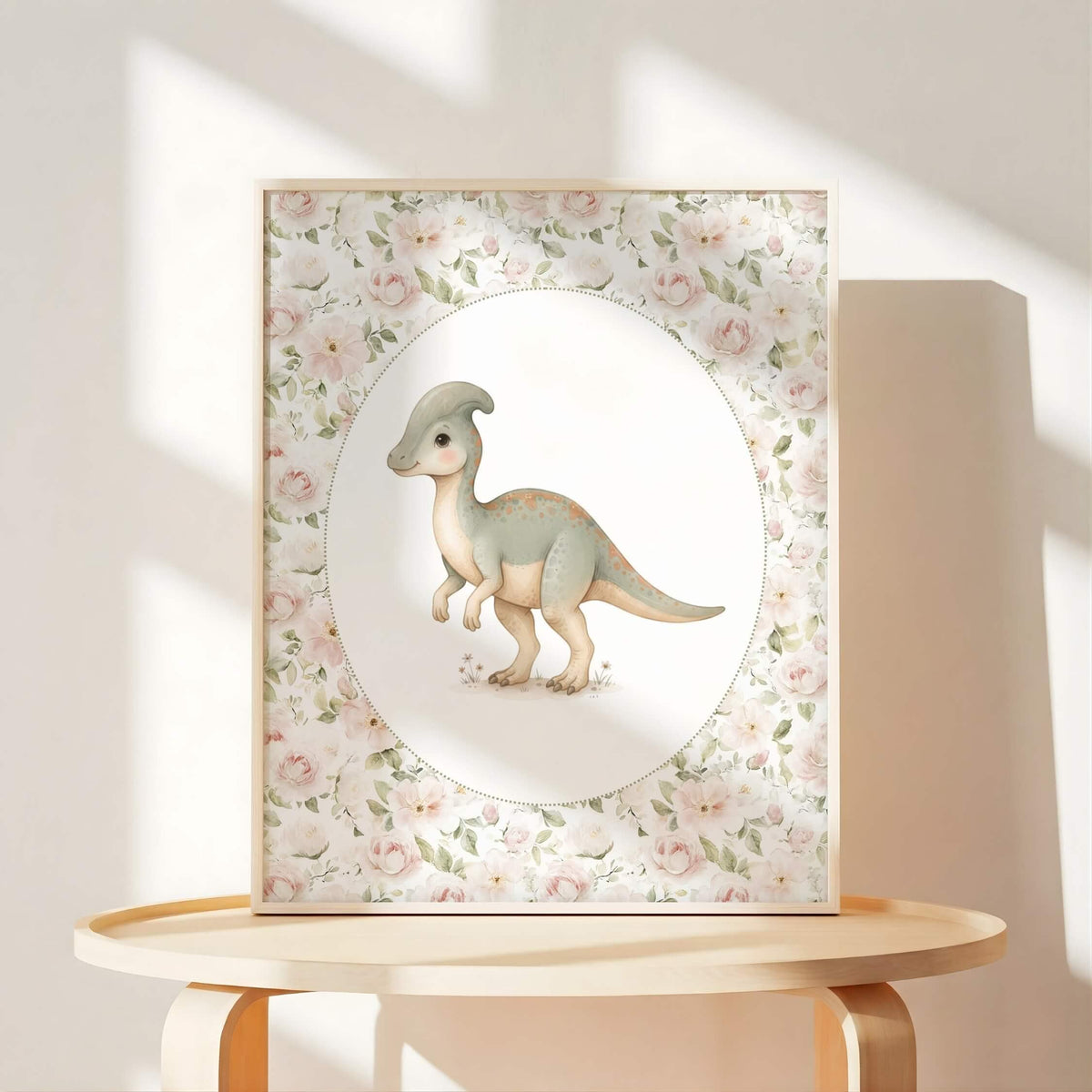 Pink Rose Dinosaur Nursery Prints, Set of 6 (Digital Download)