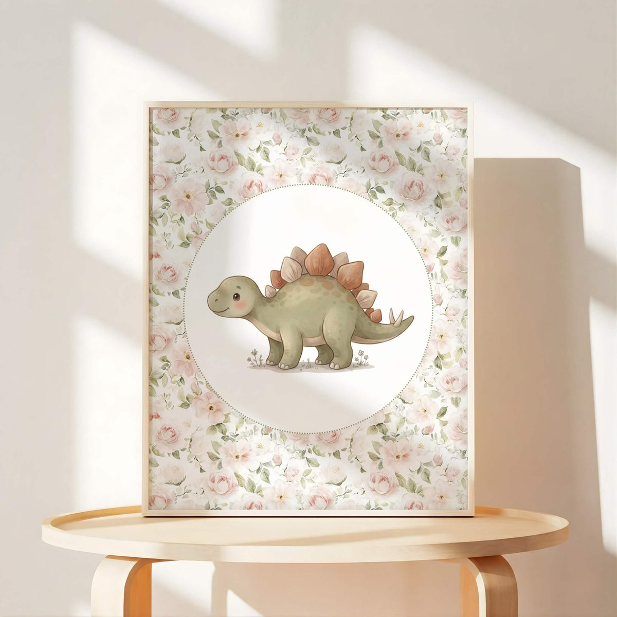 Floral Dinosaur Nursery Prints with T-Rex, Set of 6 (Digital Download)