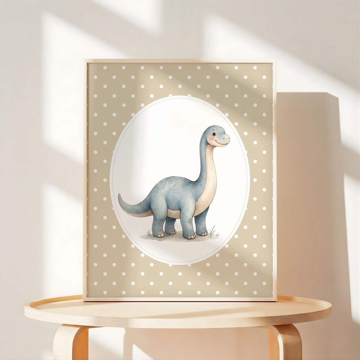 Polka Dot Dinosaur Prints with Triceratops, Set of 6 (Digital Download)
