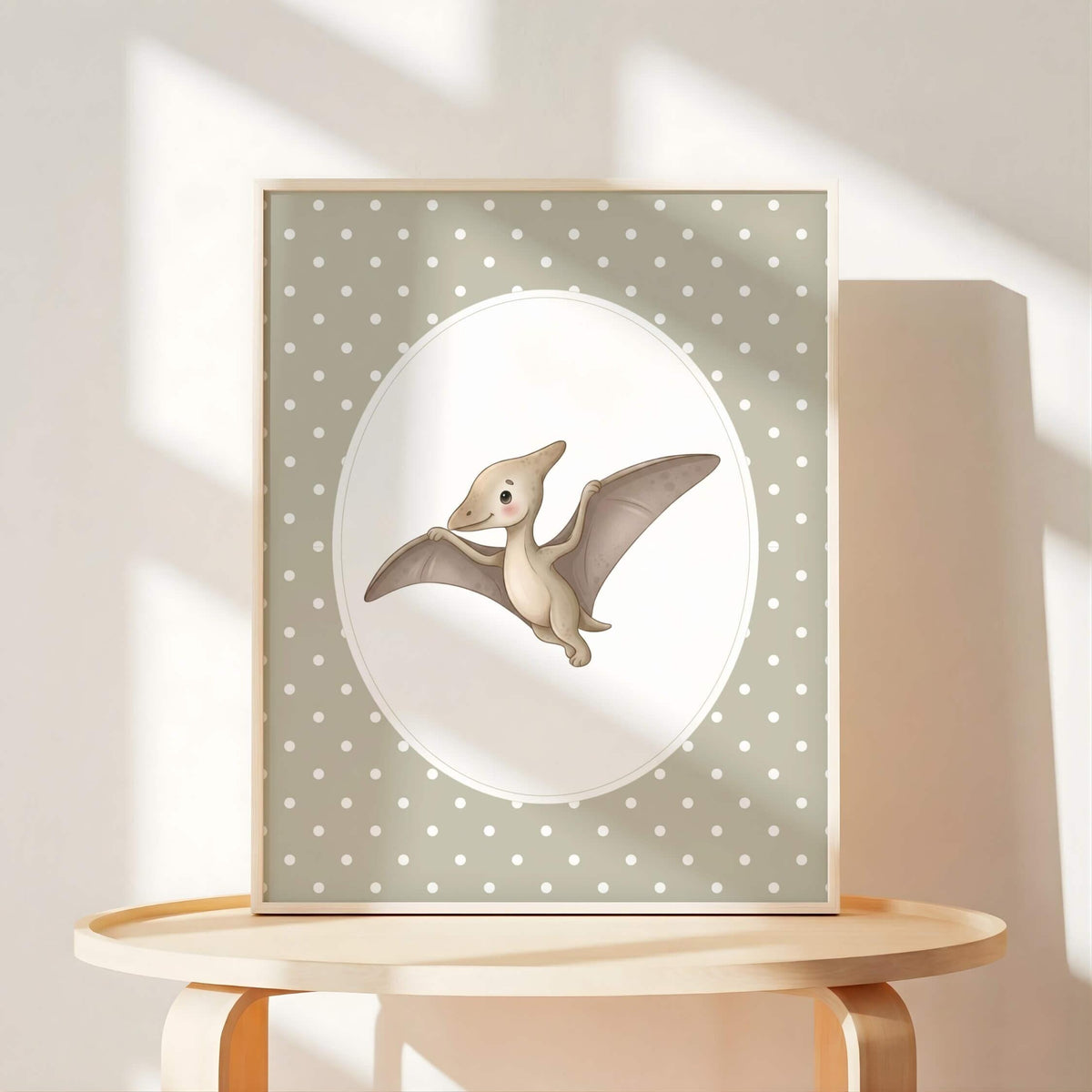 Polka Dot Dinosaur Prints with Triceratops, Set of 6 (Digital Download)