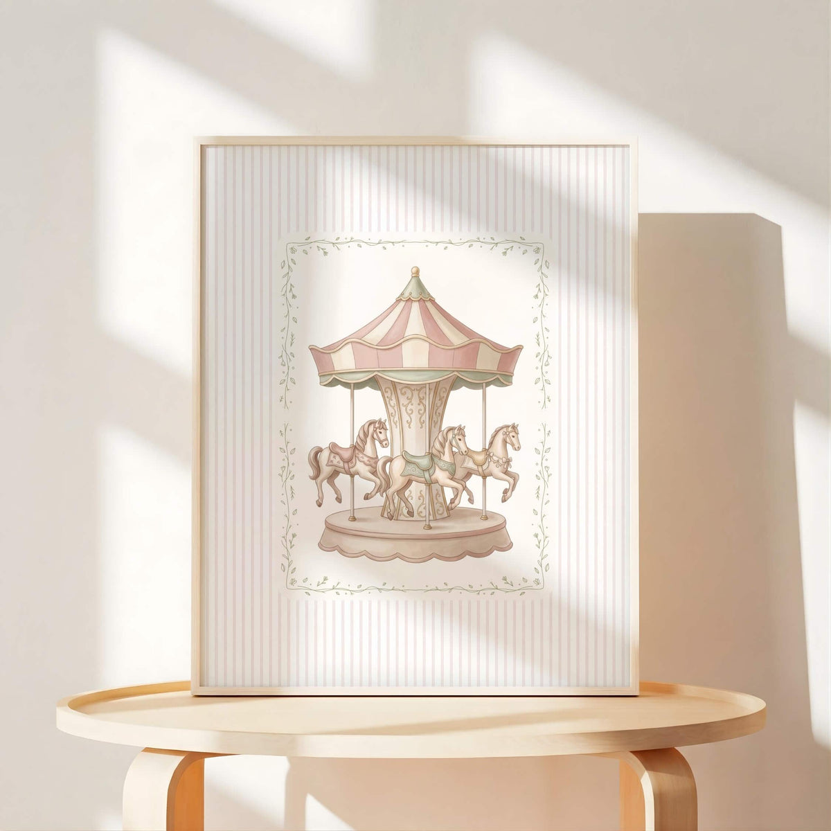 Vintage Pink Nursery Prints with Initials, Set of 6 (Digital Download)