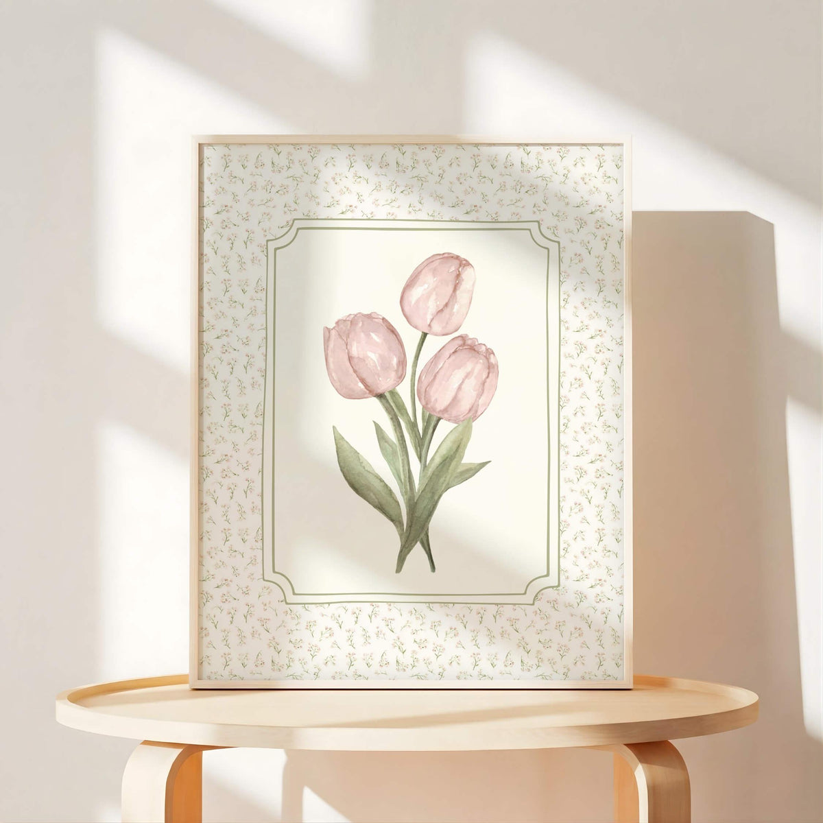Vintage Pink Nursery Prints with Initials, Set of 6 (Digital Download)