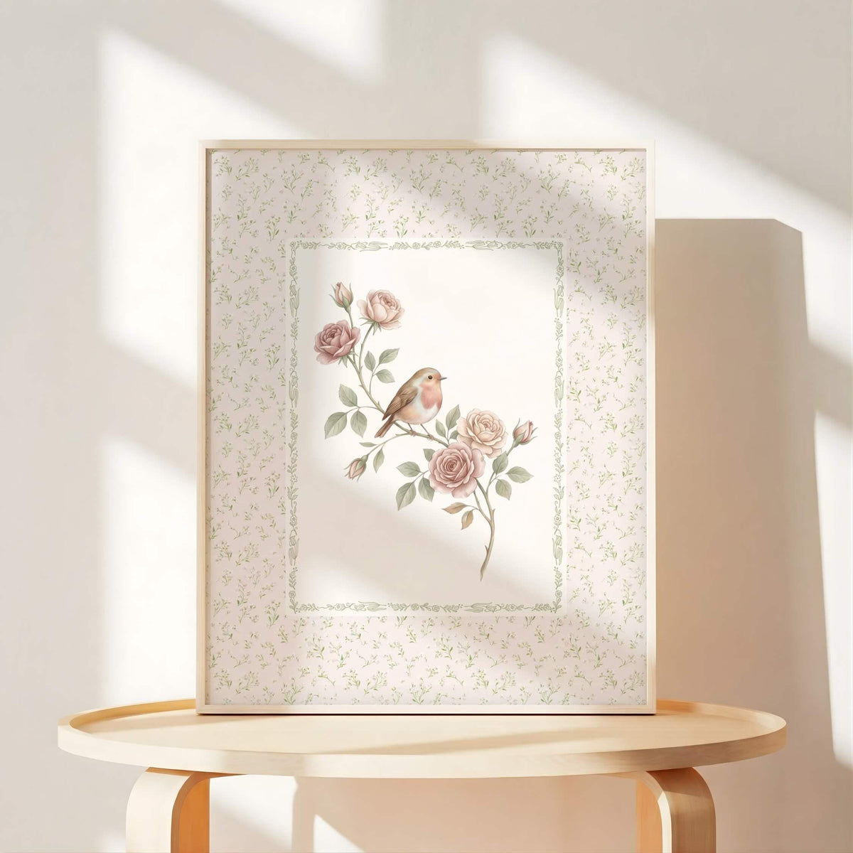 Vintage Pink Nursery Prints with Initials, Set of 6 (Digital Download)