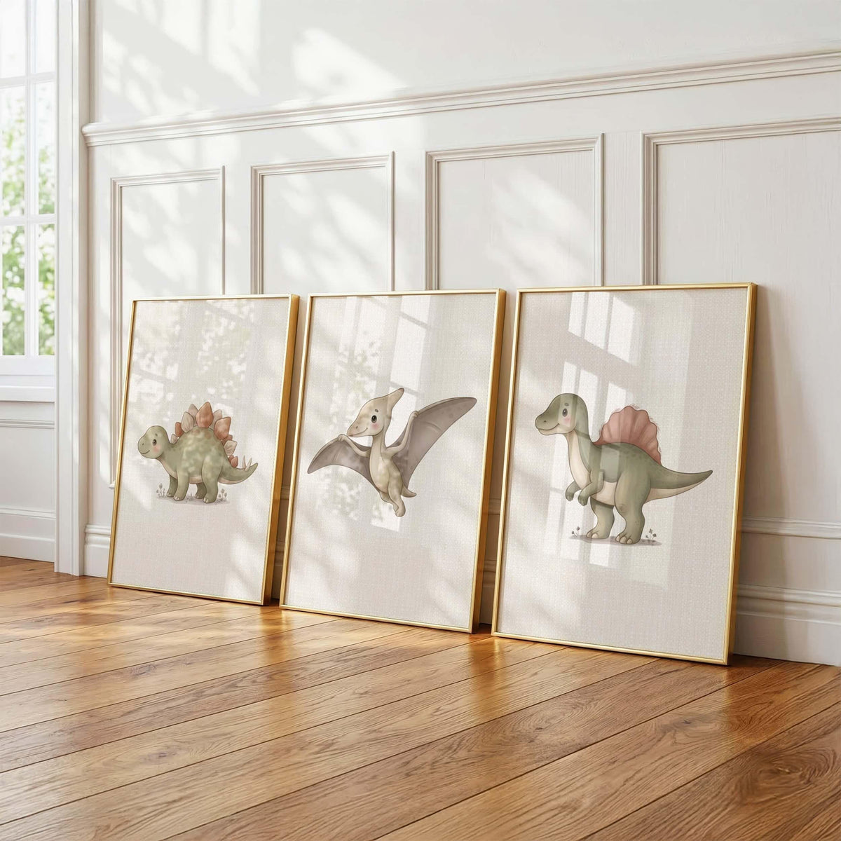 Watercolor Dinosaur Nursery Prints, Set of 12 (Digital Download)
