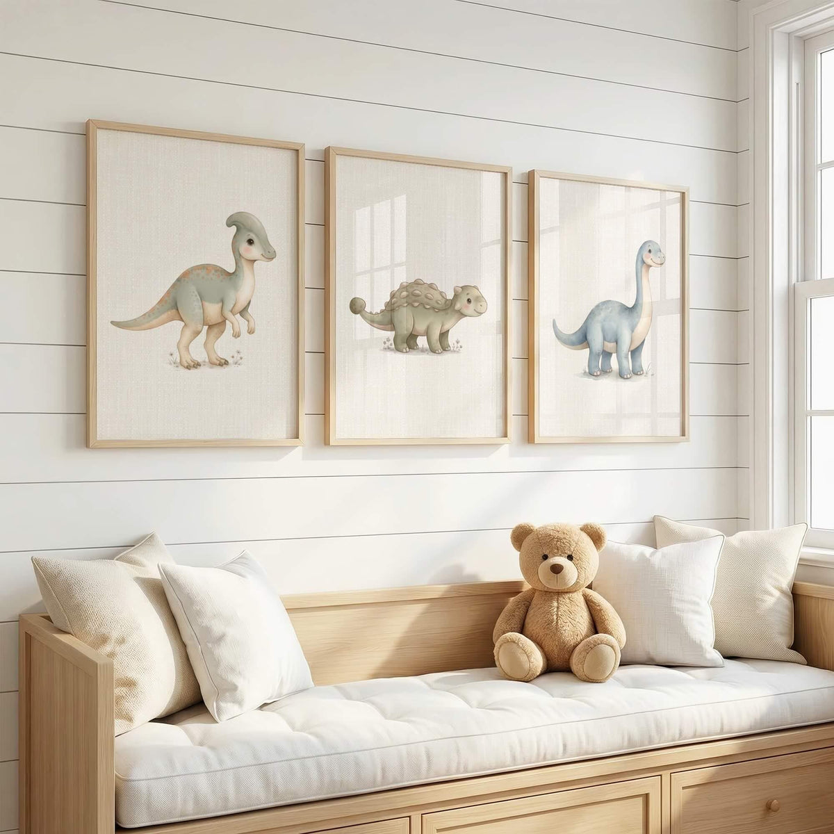 Watercolor Dinosaur Nursery Prints, Set of 12 (Digital Download)