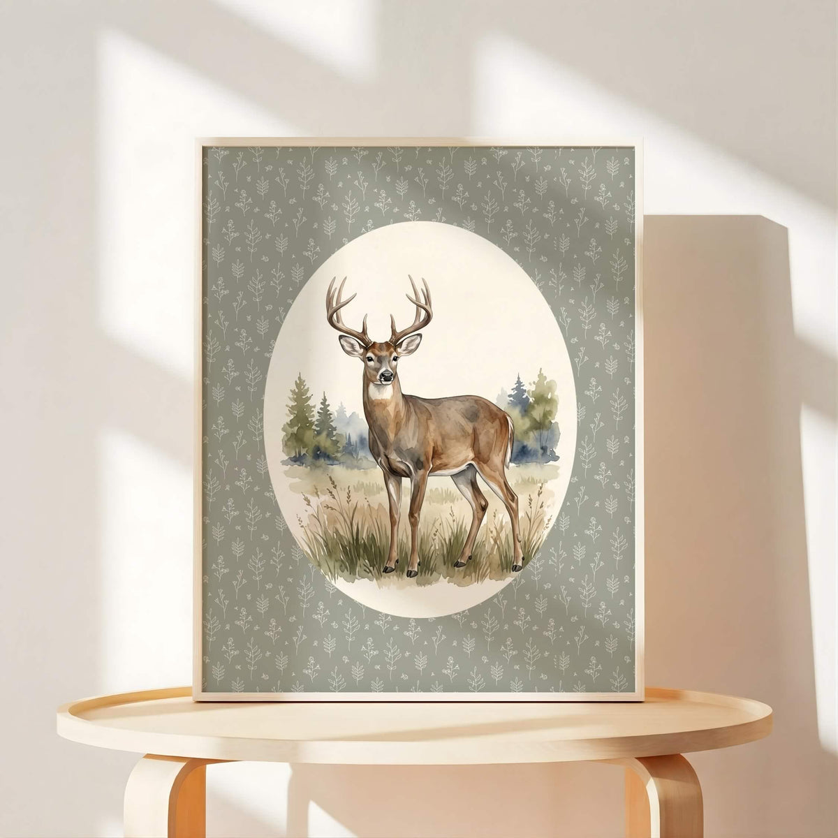 Oval Woodland Nursery Prints, Set of 6 (Digital Download)