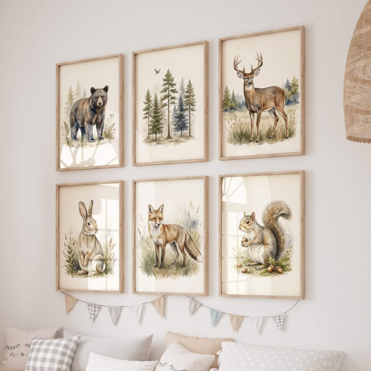 Rustic Woodland Animal Nursery Prints, Set of 6 (Digital Download)
