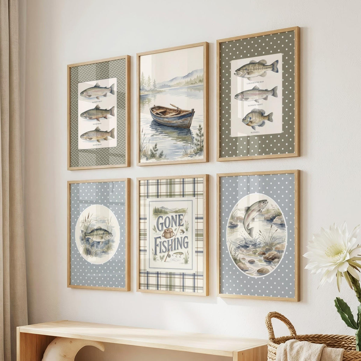 Plaid Fishing Nursery Prints, Set of 20 (Digital Download)