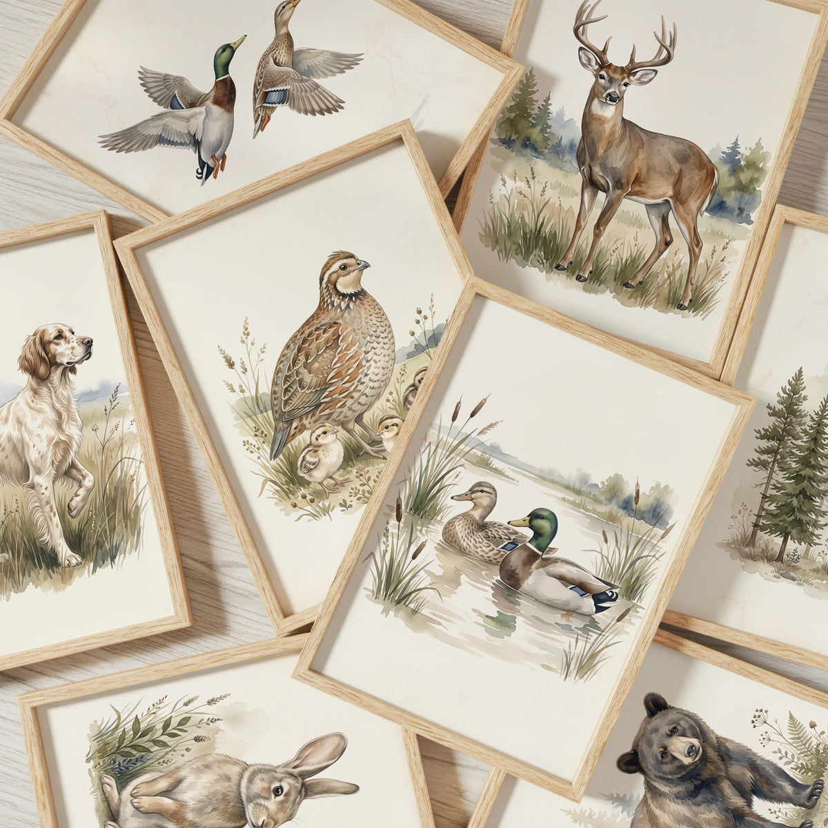 Vintage Hunting Nursery Prints, Set of 20 (Digital Download)