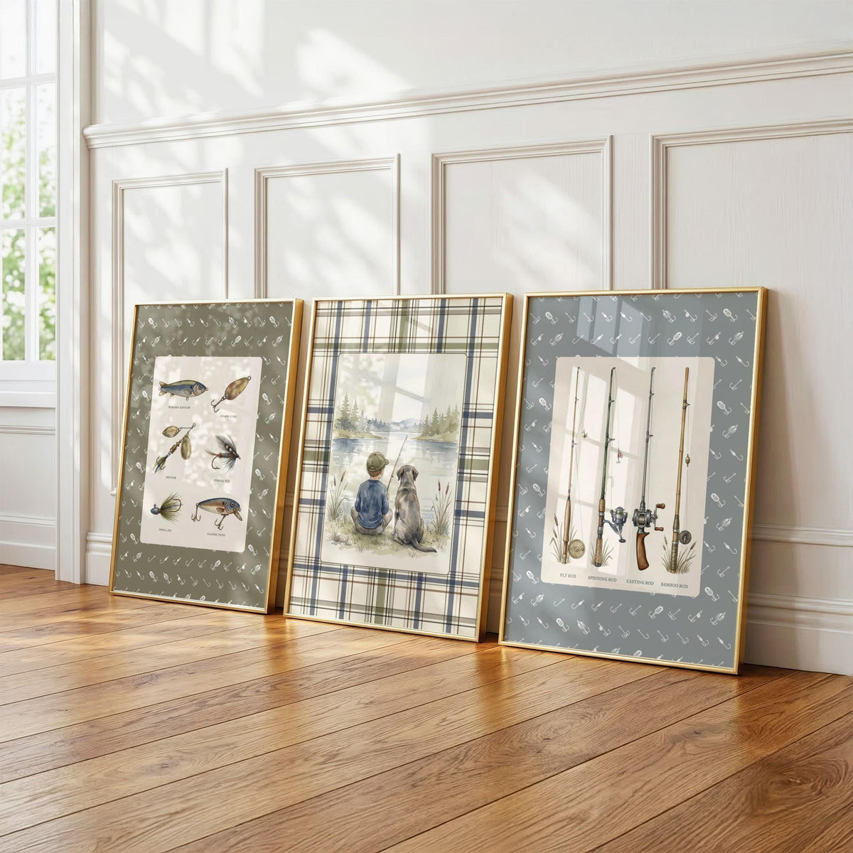 Plaid Fishing Nursery Prints, Set of 20 (Digital Download)