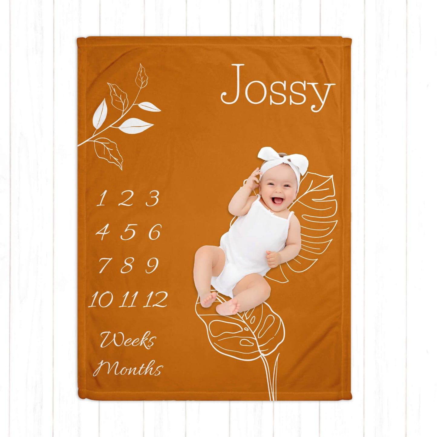 Rustic Milestone Baby Blanket with Name