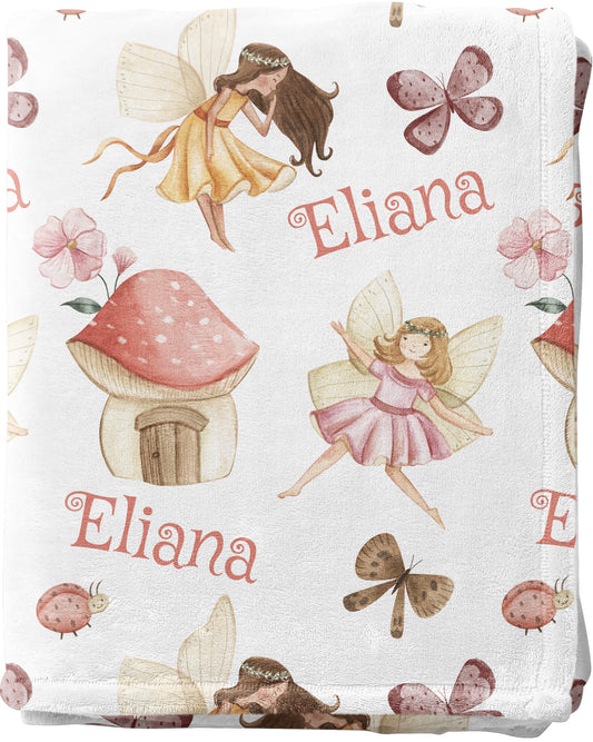 Custom Baby Blanket for Girls with Fairies and Name
