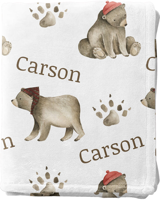 Personalized Baby Blanket with Name and Bears