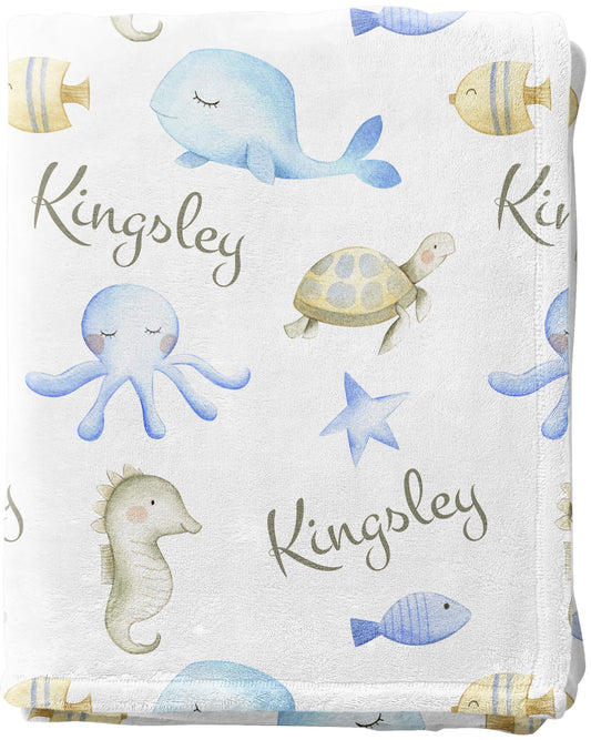 Under the Sea - Personalized Sea-Themed Baby Blanket