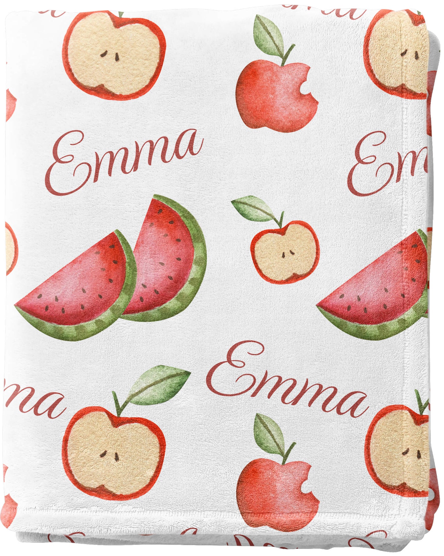 The Softest Personalized Baby Blanket with Apple and Watermelon