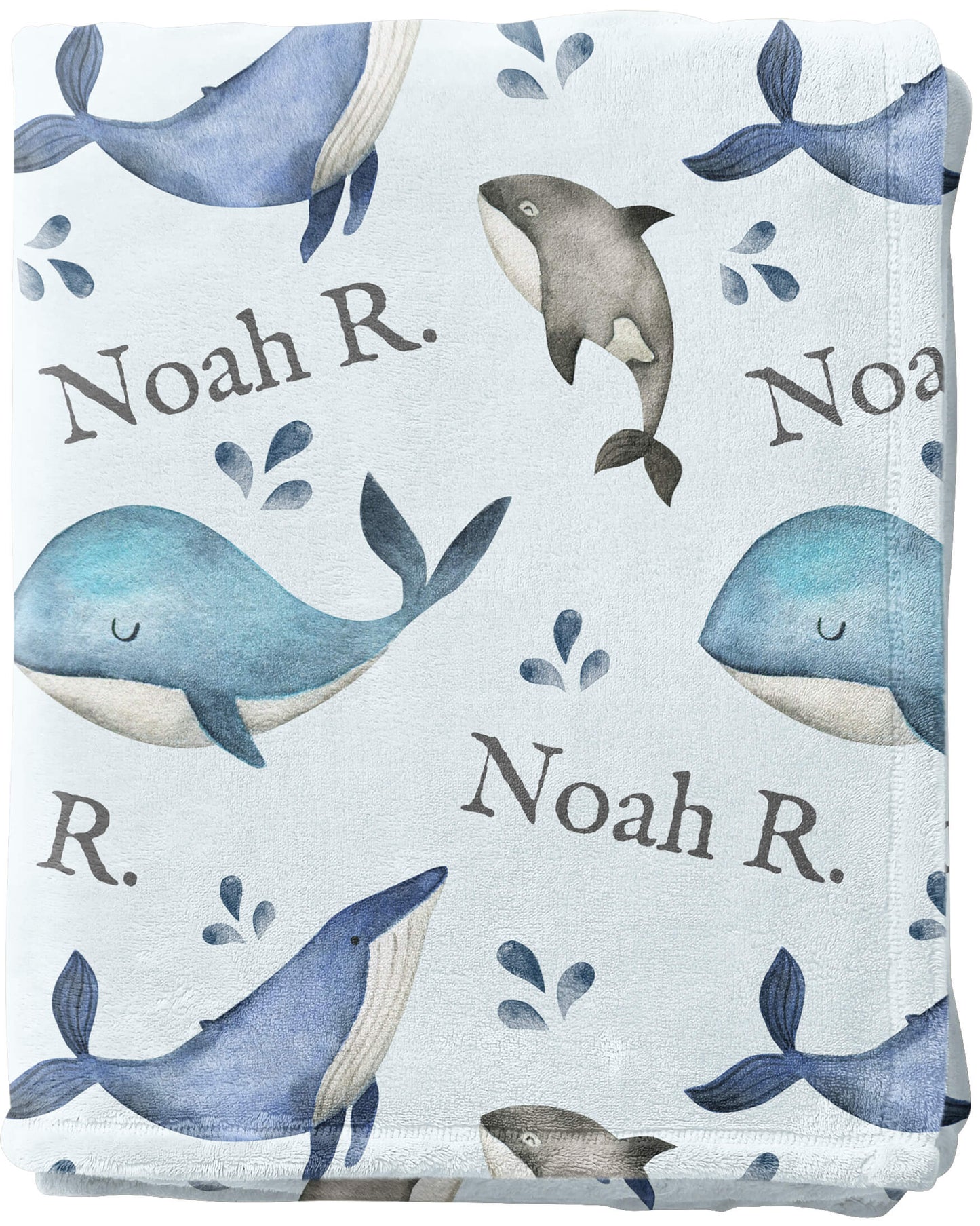 Whale Custom Baby Blanket - Personalized Blanket for Kids with Name