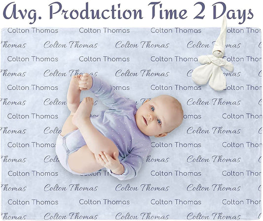 Personalized Baby Boy Blanket with Name, Blue