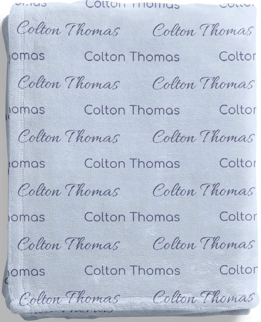 Personalized Baby Boy Blanket with Name, Blue