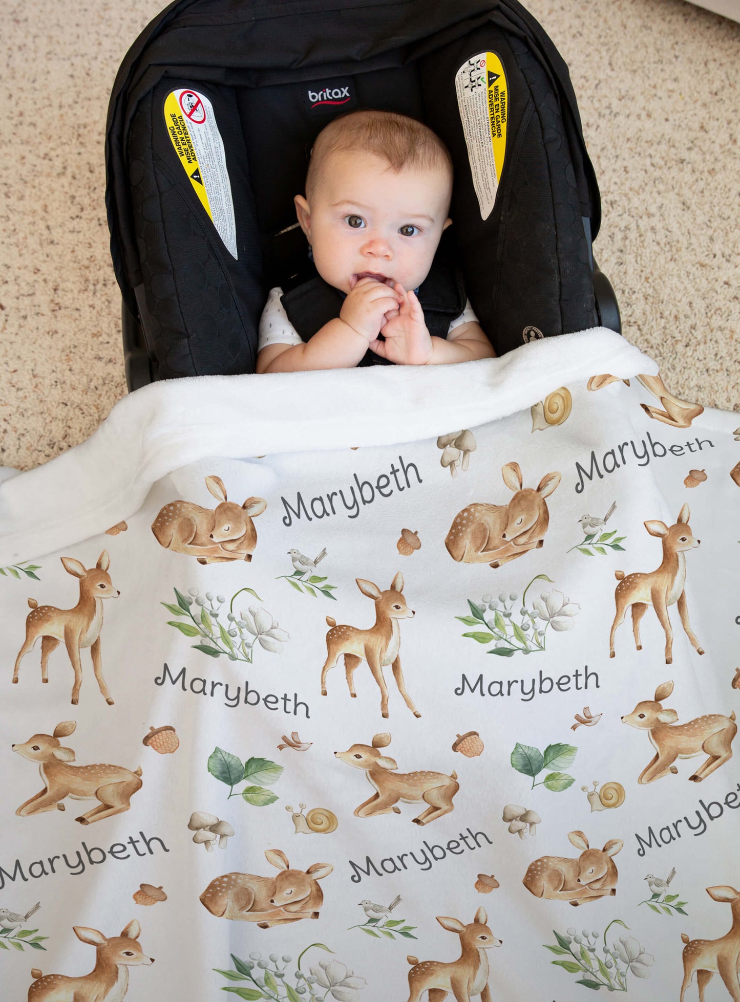 Unisex Personalized Blanket with Name and Baby Deers