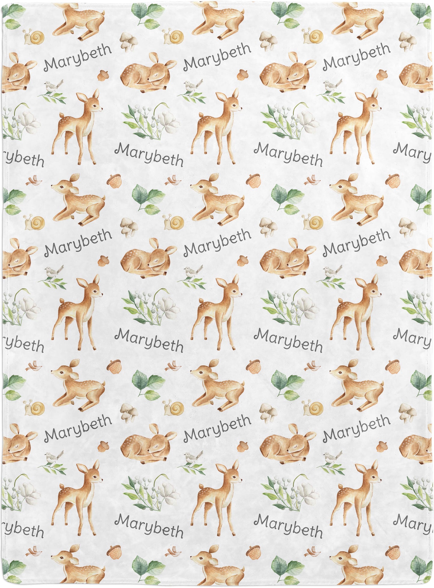 Unisex Personalized Blanket with Name and Baby Deers