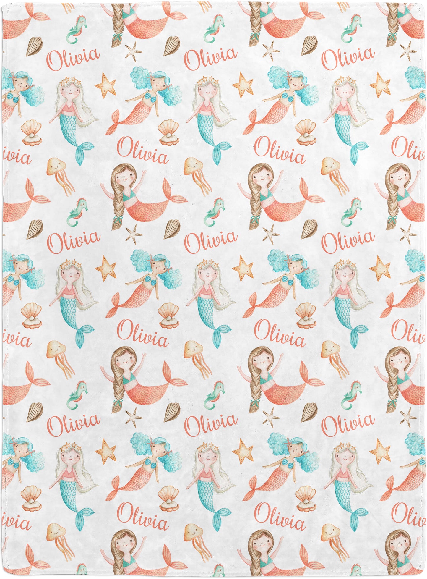 Personalized Baby Girl Mermaid Blanket