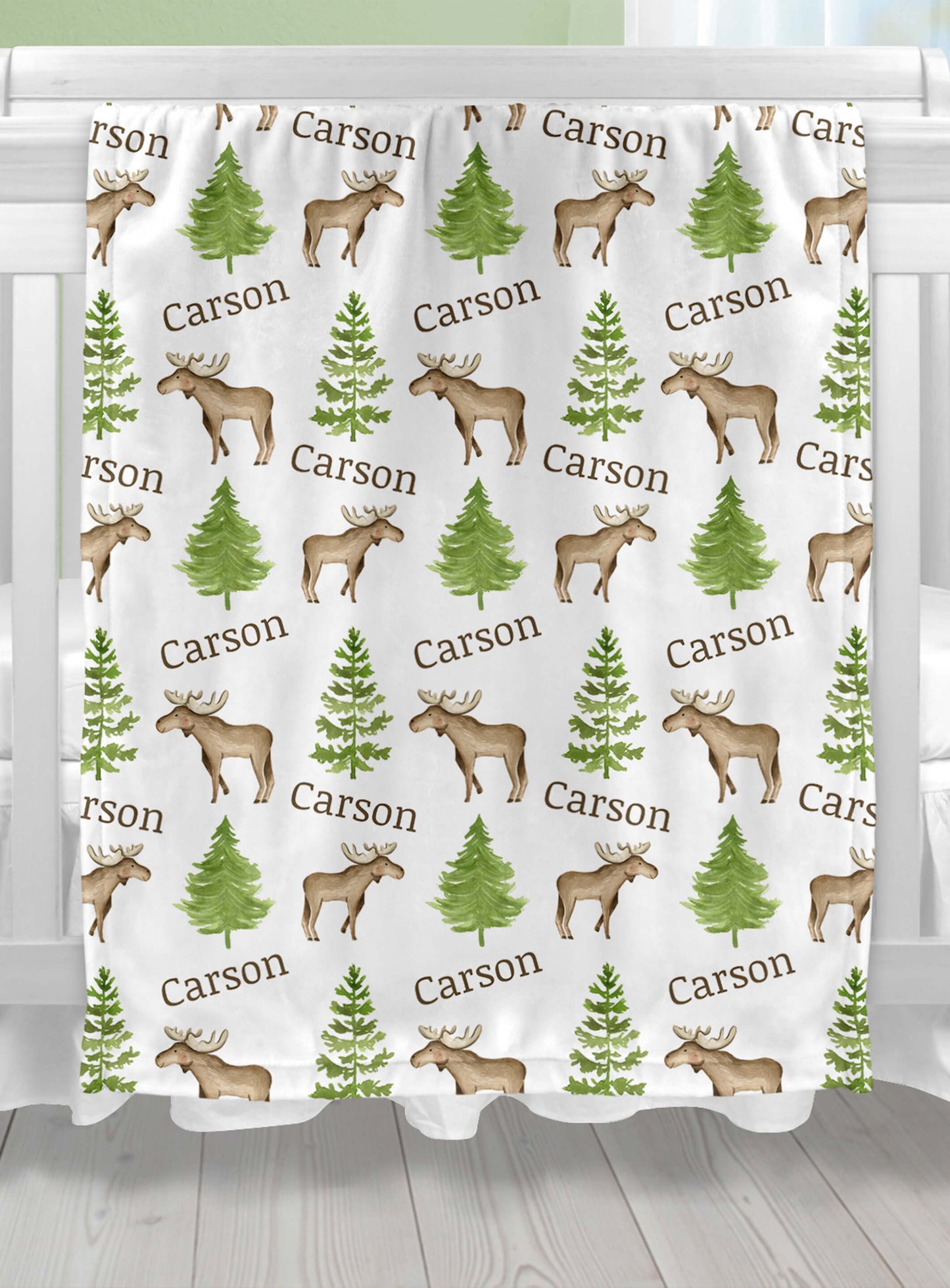 Personalized Moose Baby Boy and Girl Blankets