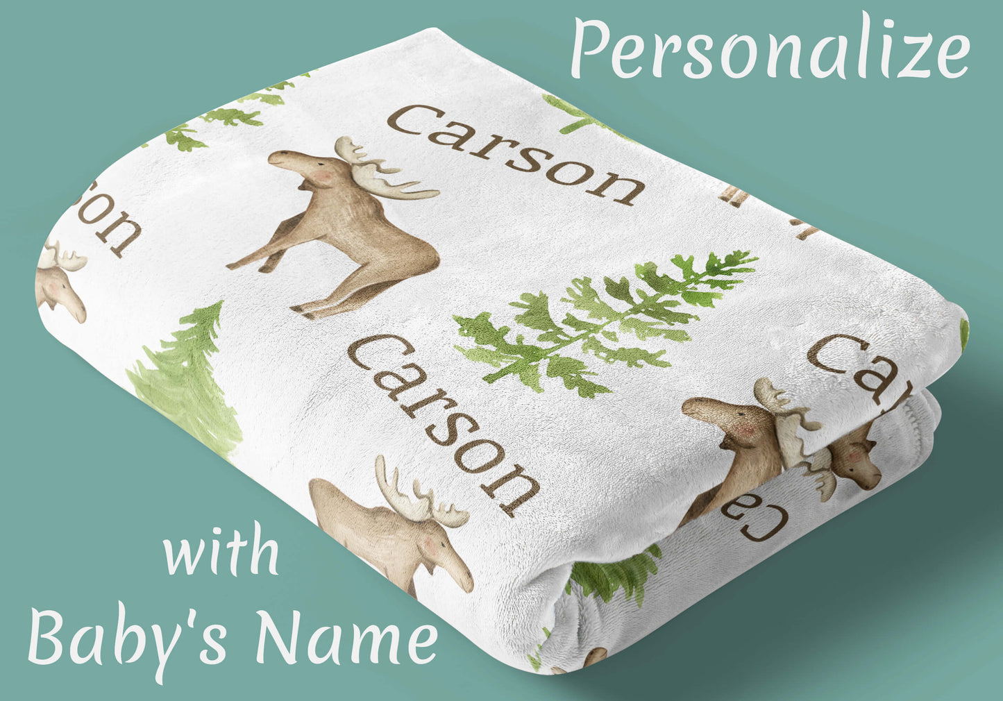 Personalized Moose Baby Boy and Girl Blankets