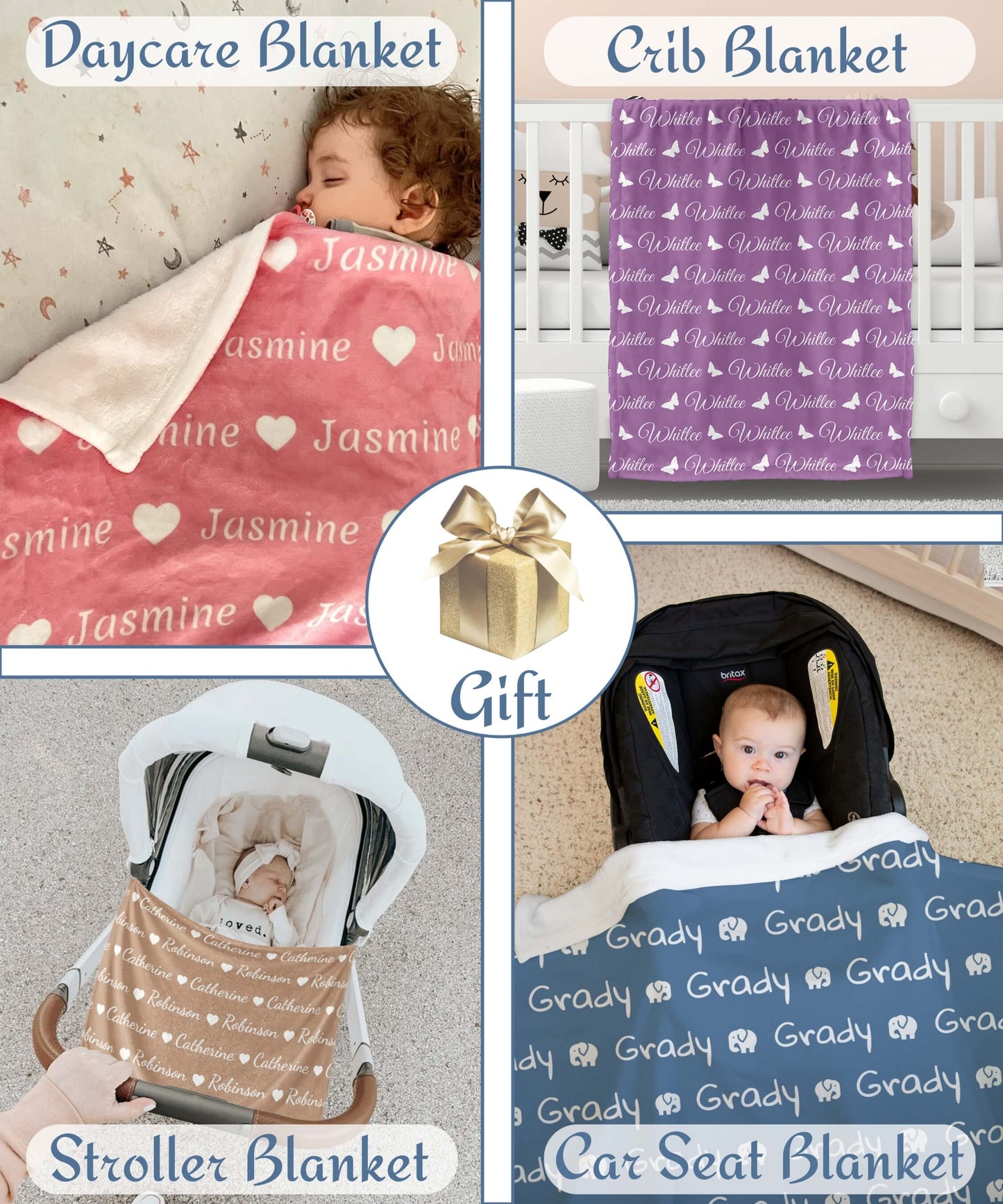 Personalized Baby Name Blanket for Girls and Boys with Custom Icon