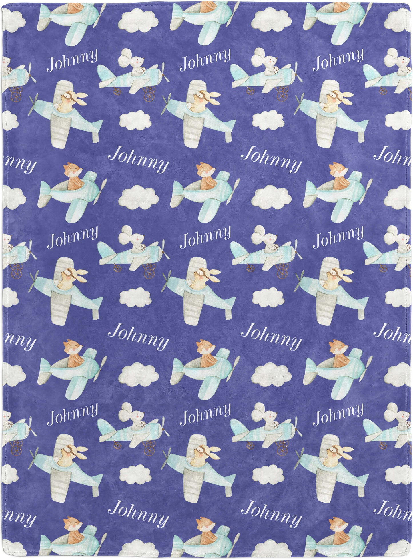 Personalized Airplane Baby Blanket: Baby Boy Blanket with Name