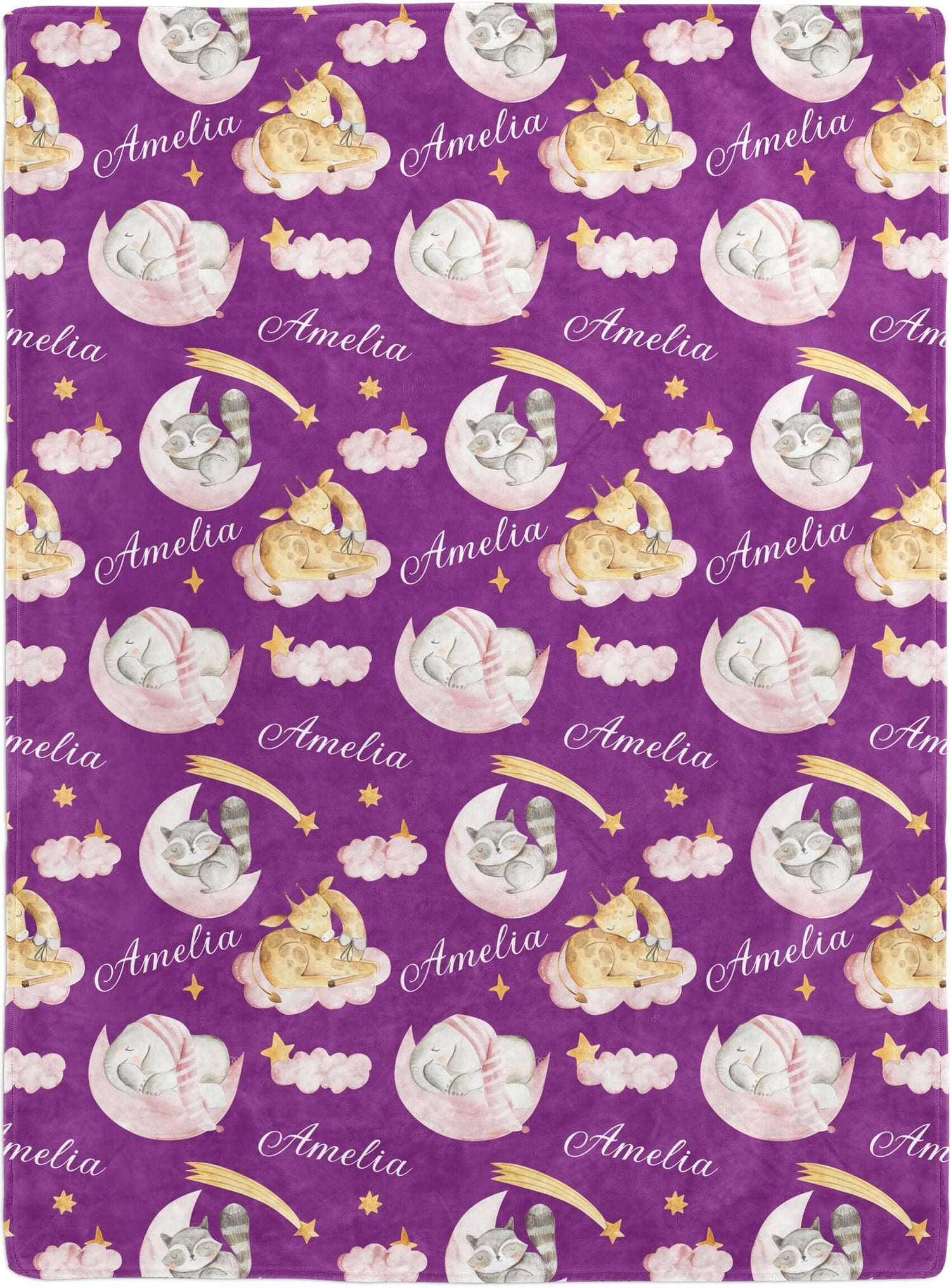 Purple Elephant Baby Blanket With Name Custom Personalized Super Soft Nursery Fleece Throw Blankets For Newborns Baby Shower Girls Kids Birthday Gift 30 X 40 Inch