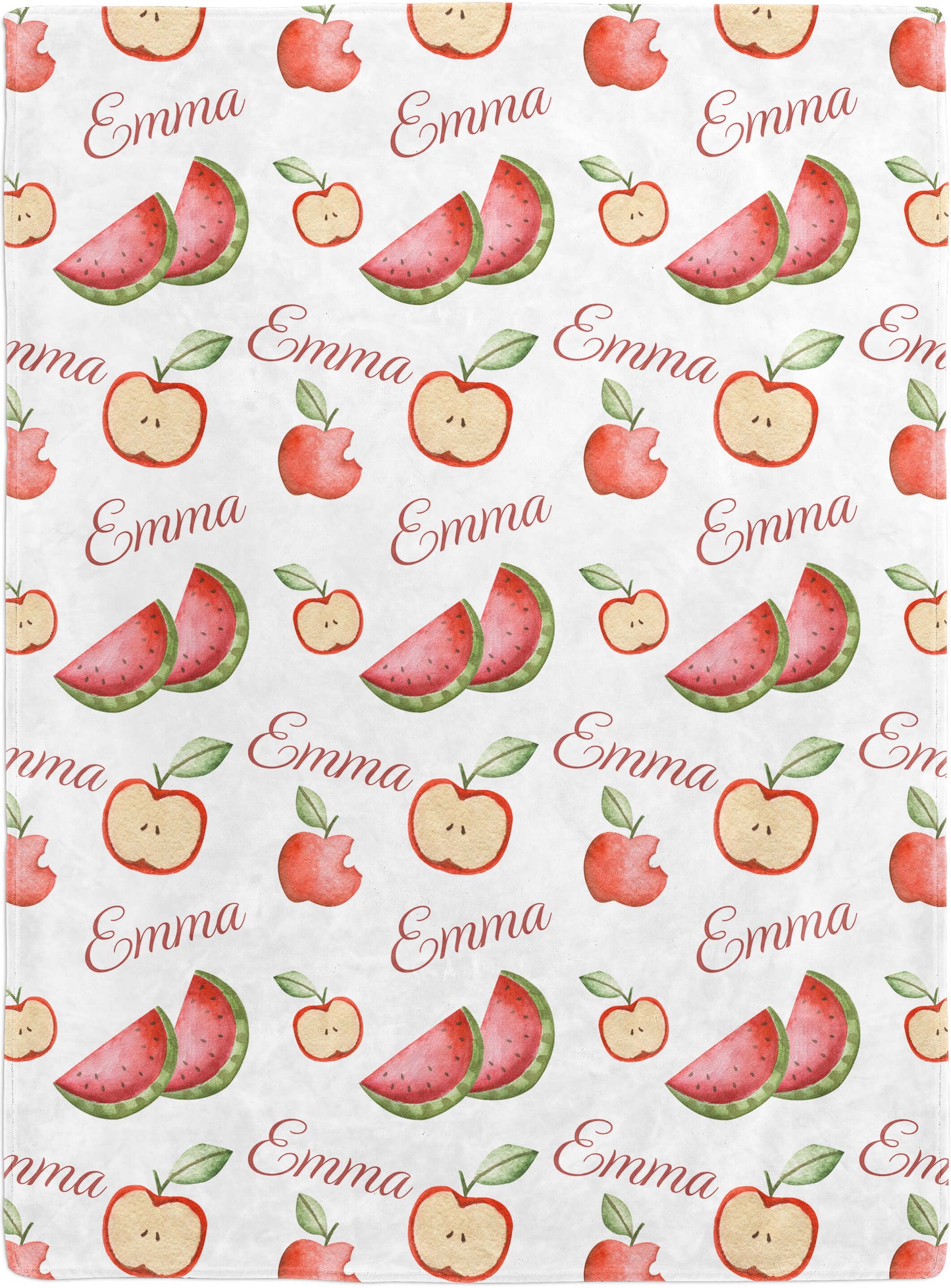 The Softest Personalized Baby Blanket with Apple and Watermelon