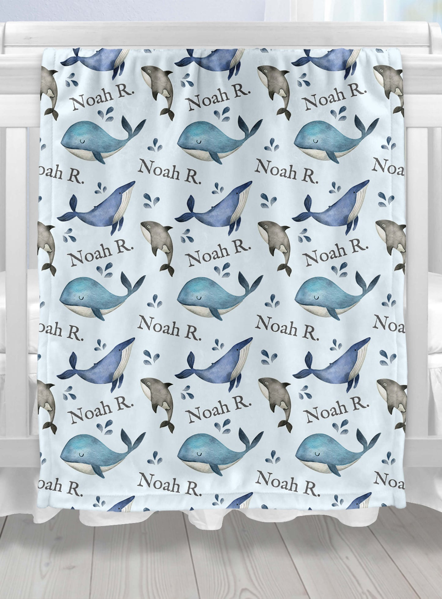 Whale Custom Baby Blanket - Personalized Blanket for Kids with Name