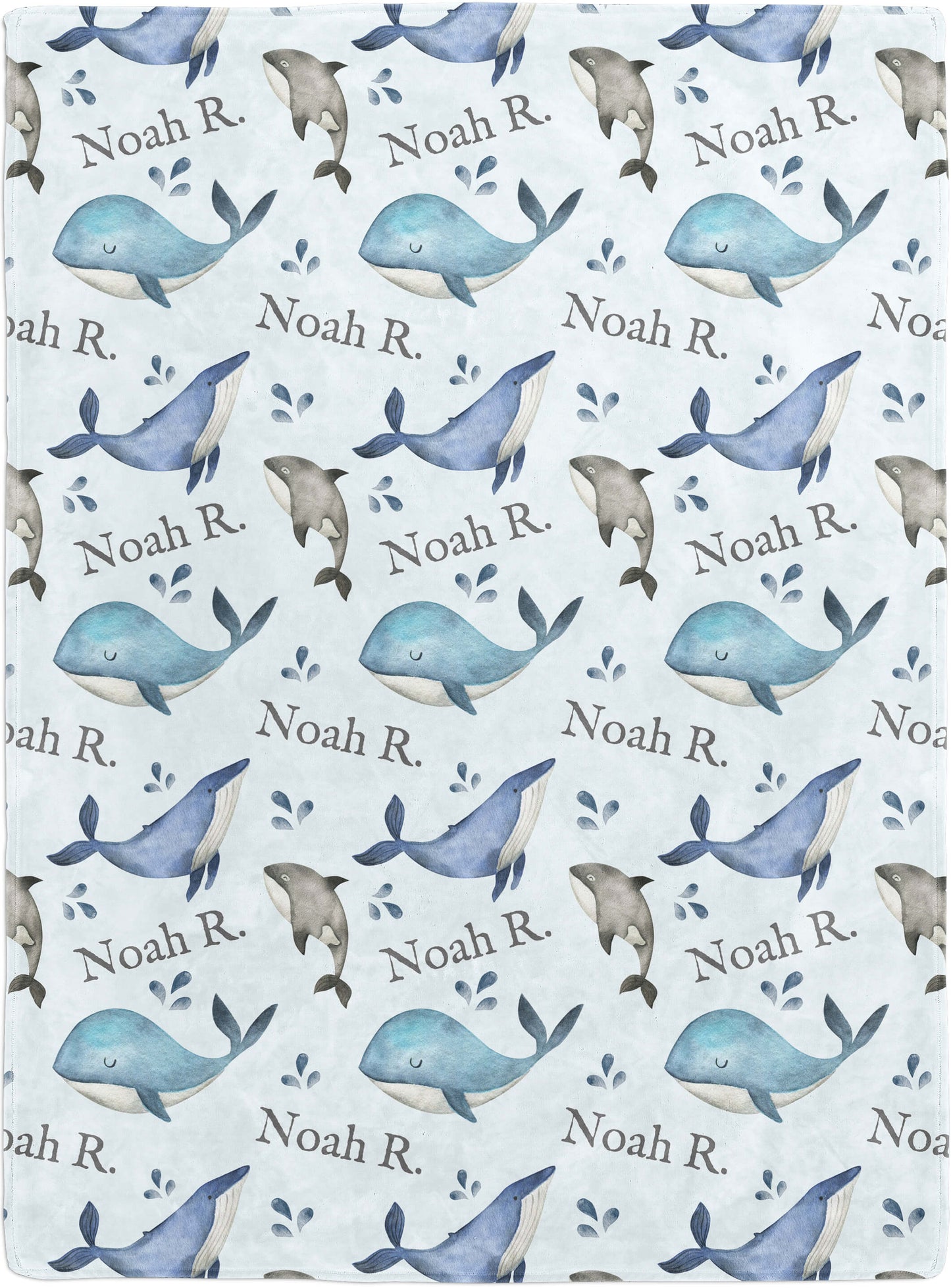 Whale Custom Baby Blanket - Personalized Blanket for Kids with Name