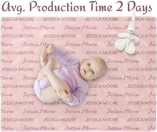 Personalized Baby Blankets for Girls with Name, Pink