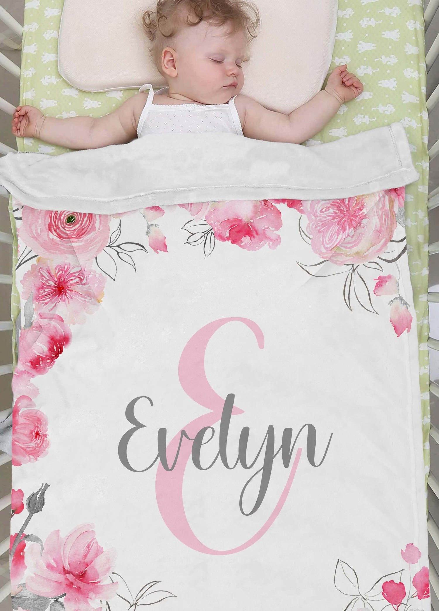 Personalised Baby Girl Baby Blanket With Name All Over It